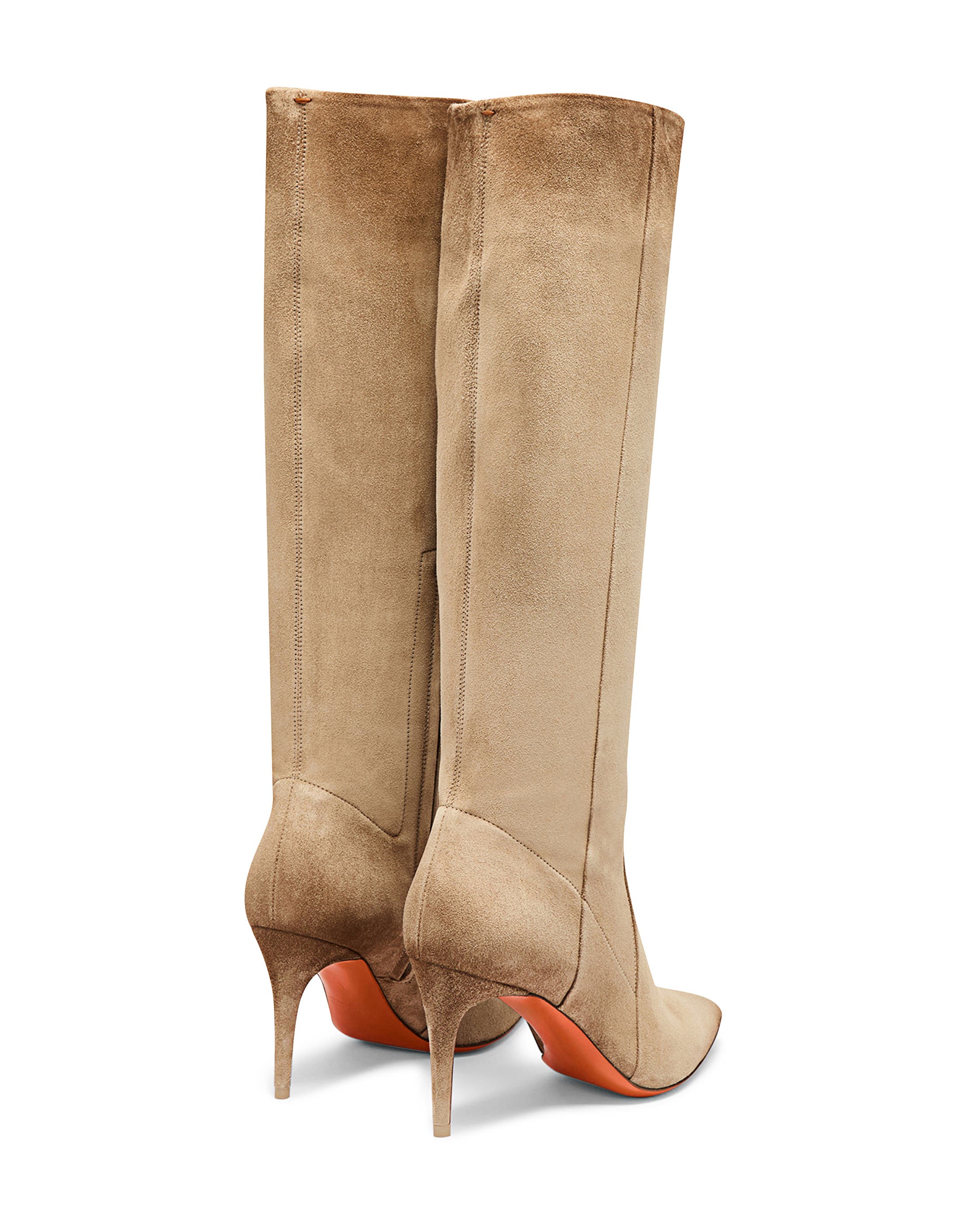Santoni Women's Suede High-Heel Boot, Alternate, color, Natural