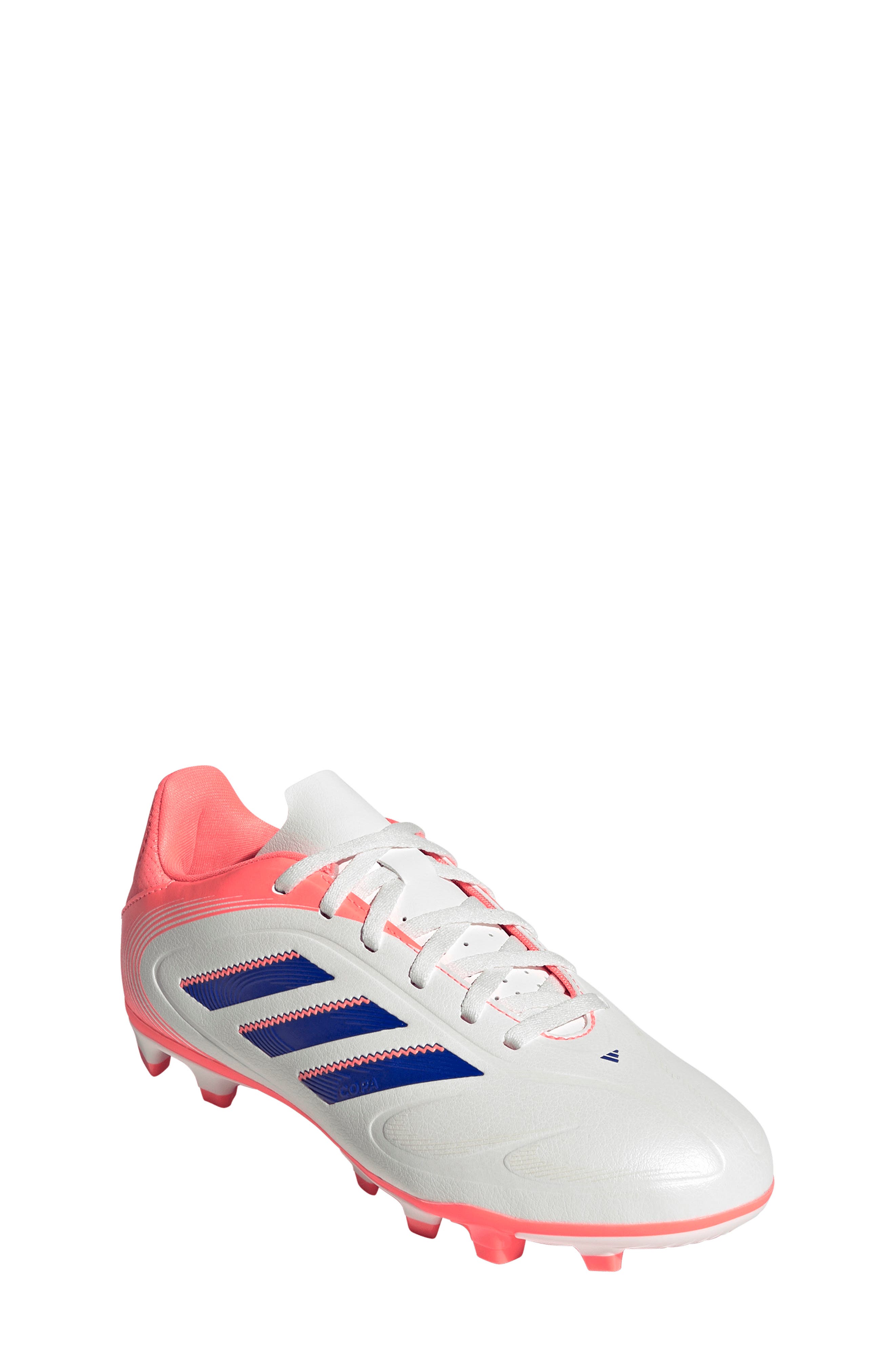 adidas Kids' Copa Pure 3 Club Soccer Cleat, Main, color, Off White/ Blue/ Coral