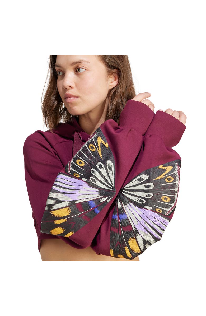 ADIDAS X FARM RIO Logo Graphic Crop Hoodie, Alternate, color, Amazon Red