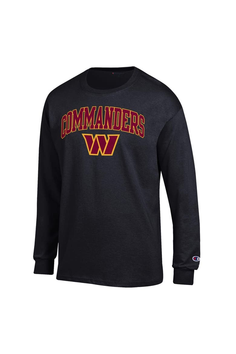Men's Champion Black Washington Commanders Arch Over Logo Long Sleeve T-Shirt, Alternate, color, Black
