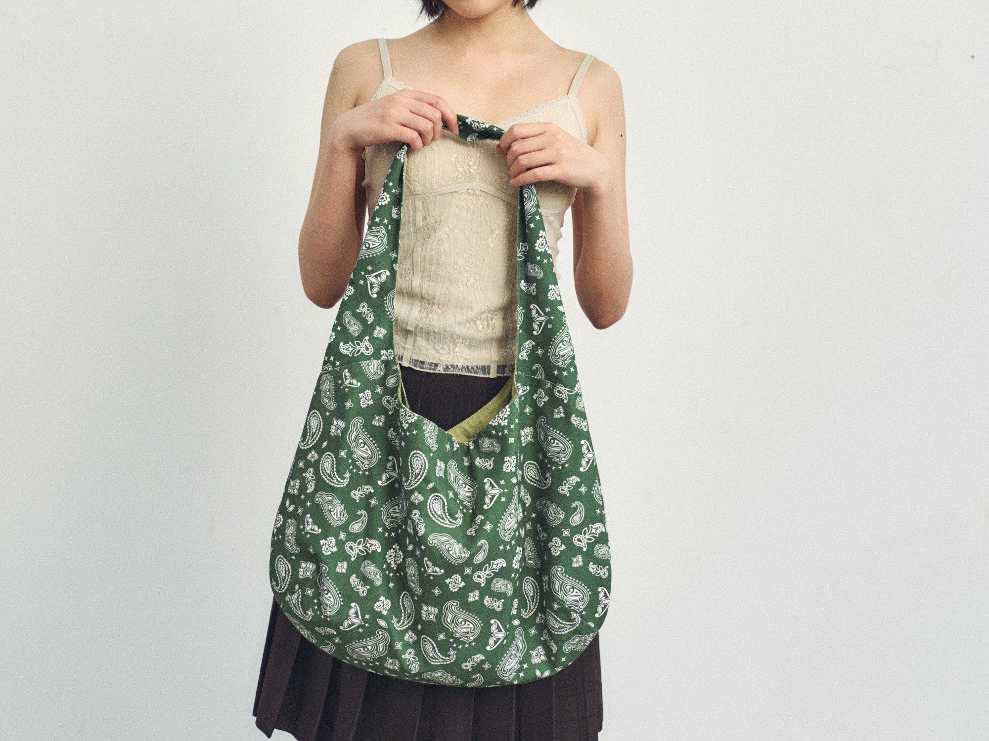 Lost Pattern NYC "Paisley" Cotton Hobo Shoulder Bag, Alternate, color, Sagebrush Green