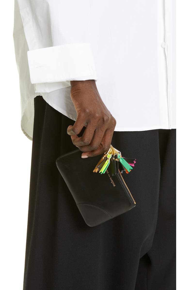 Comme des Garçons Wallets Small Zipper Pull Leather Pouch, Alternate, color,