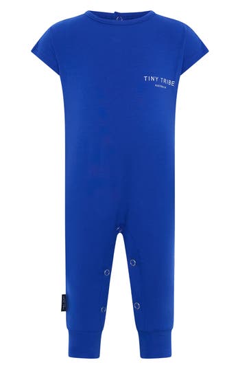 Tiny Tribe Core Cotton Jersey Romper In Blue