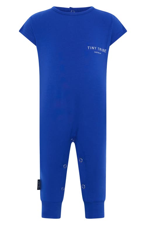 Shop Tiny Tribe Core Cotton Jersey Romper In Blue