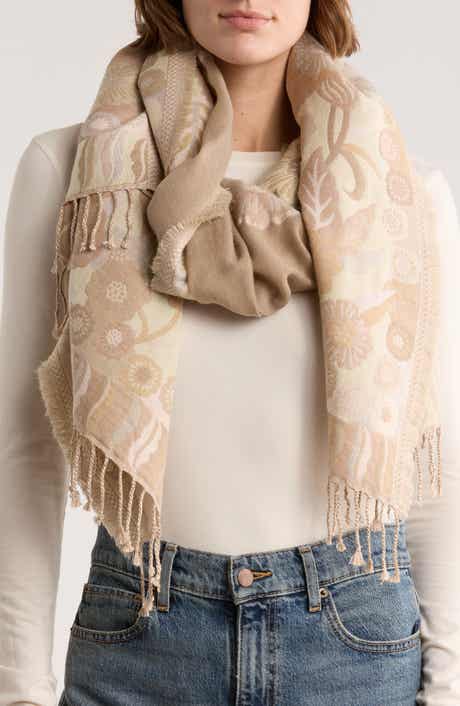 Vince Camuto Floral Jacquard Fringe Scarf