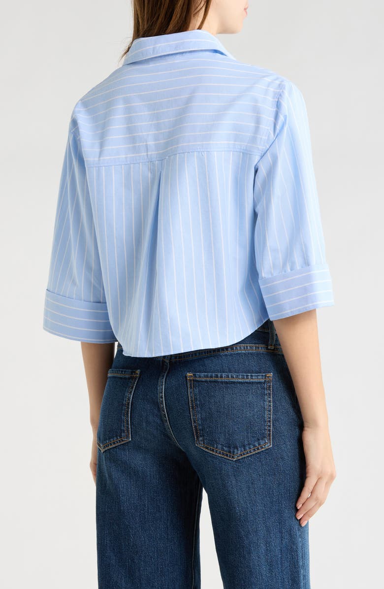 JASON WU Pinstripe Crop Button-Up Shirt, Alternate, color, Light Blue/ White Stripe