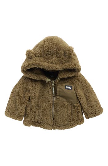 Eddie Bauer Plush Faux Fur Hooded Jacket In Brown