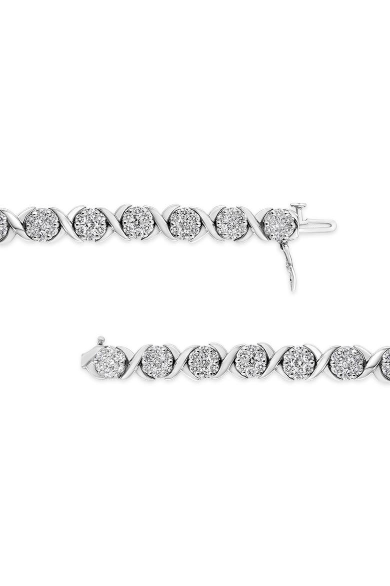 14K White Gold 6-1/3 Cttw Round Diamond Cluster Tennis Bracelet, Alternate, color, White