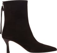 maje Chocolate Brown zipped suede ankle boots