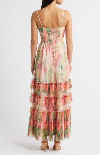 Tiered Mesh Maxi Sundress