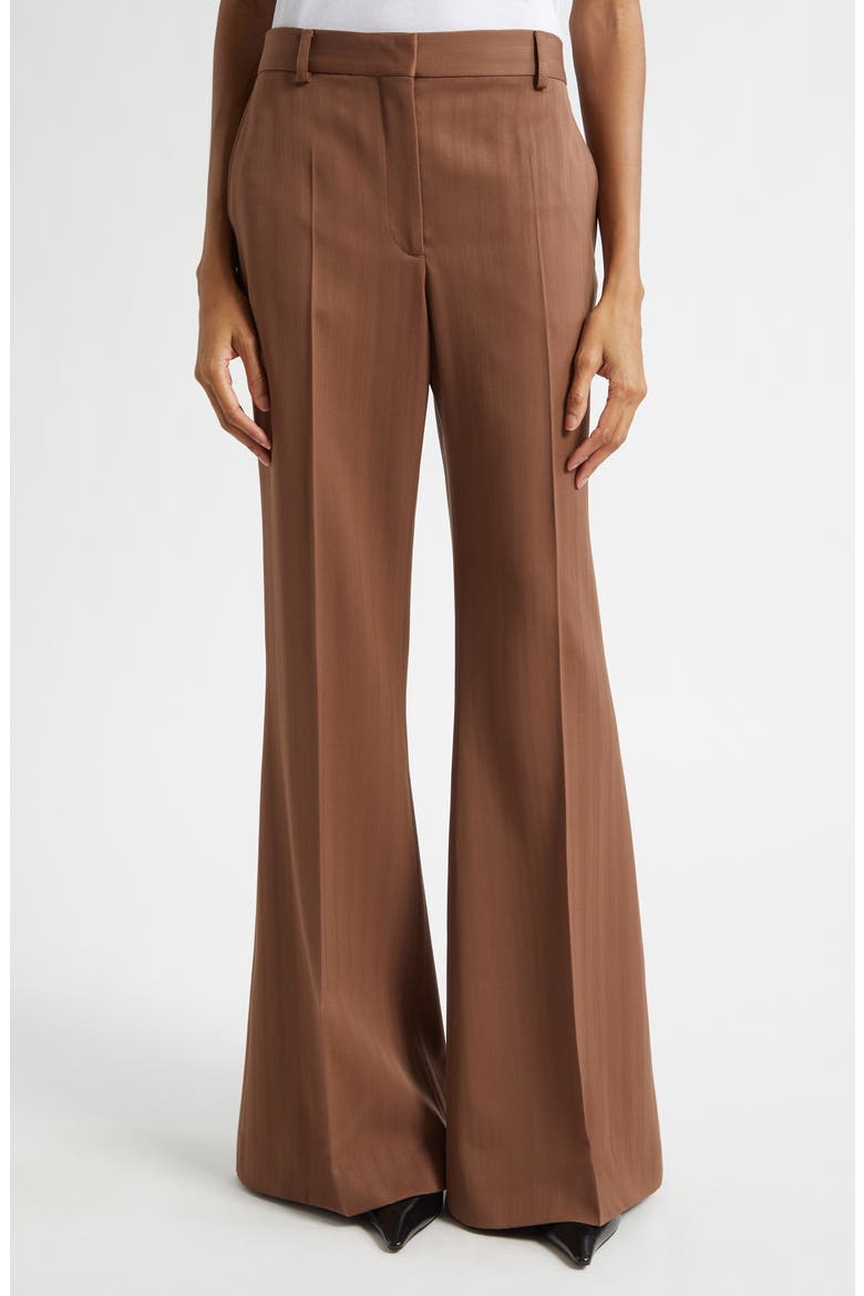 Stripe Wool Bootcut Trousers, Main, color, SIENNA