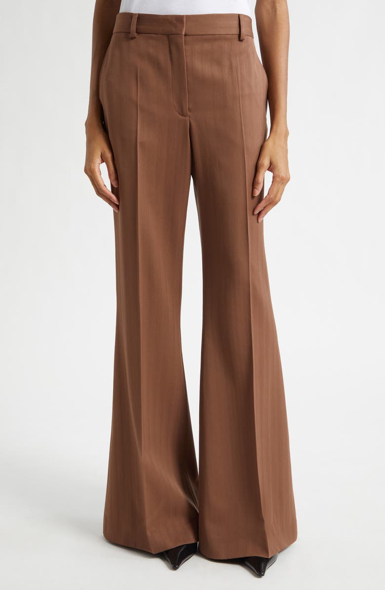 Stella McCartney Stripe Wool Bootcut Trousers, Main, color, Sienna