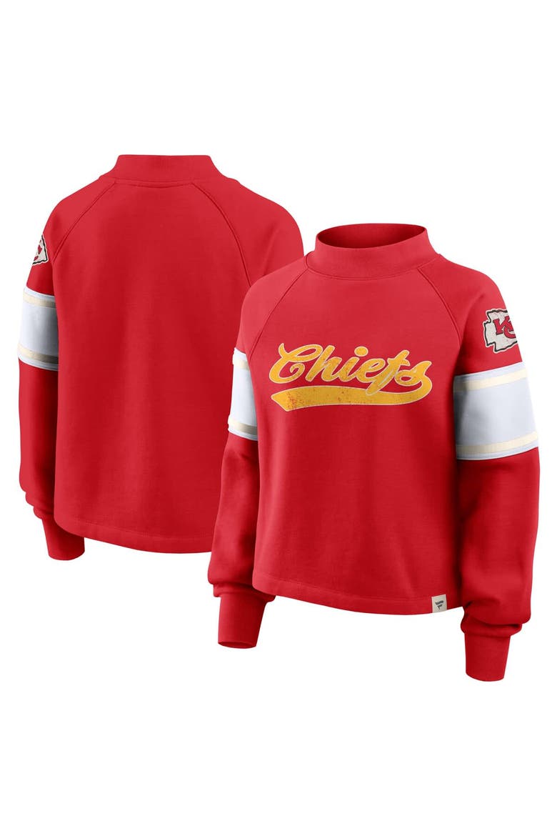 Women's Fanatics Red Kansas City Chiefs Oversized Hometown Toss Sweep Mock Neck Pullover, Main, color, Red