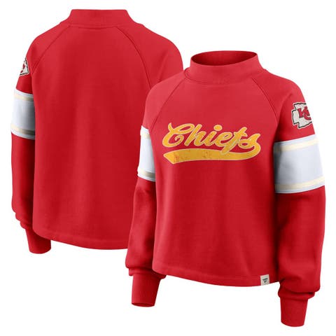 Women's Fanatics Red Kansas City Chiefs Oversized Hometown Toss Sweep Mock Neck Pullover