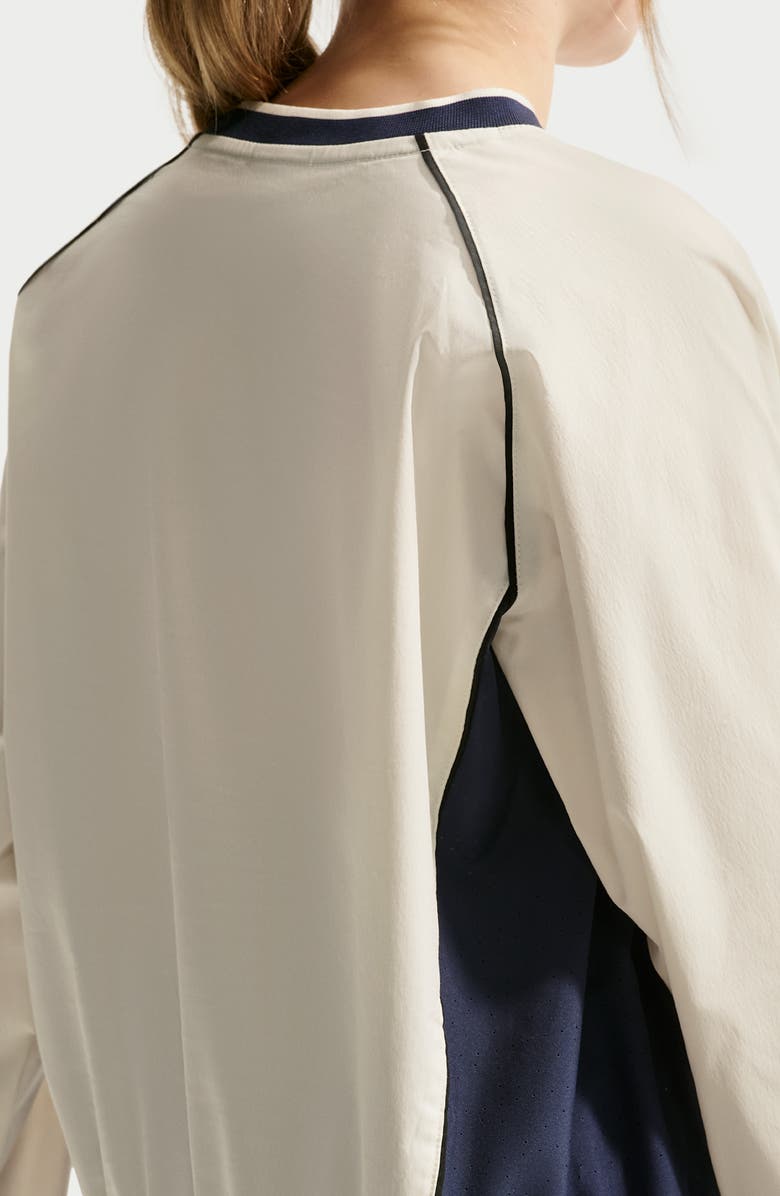 Nike Kids' Woven Long Sleeve V-Neck T-Shirt, Alternate, color, Soft Pearl/ Navy/ Black