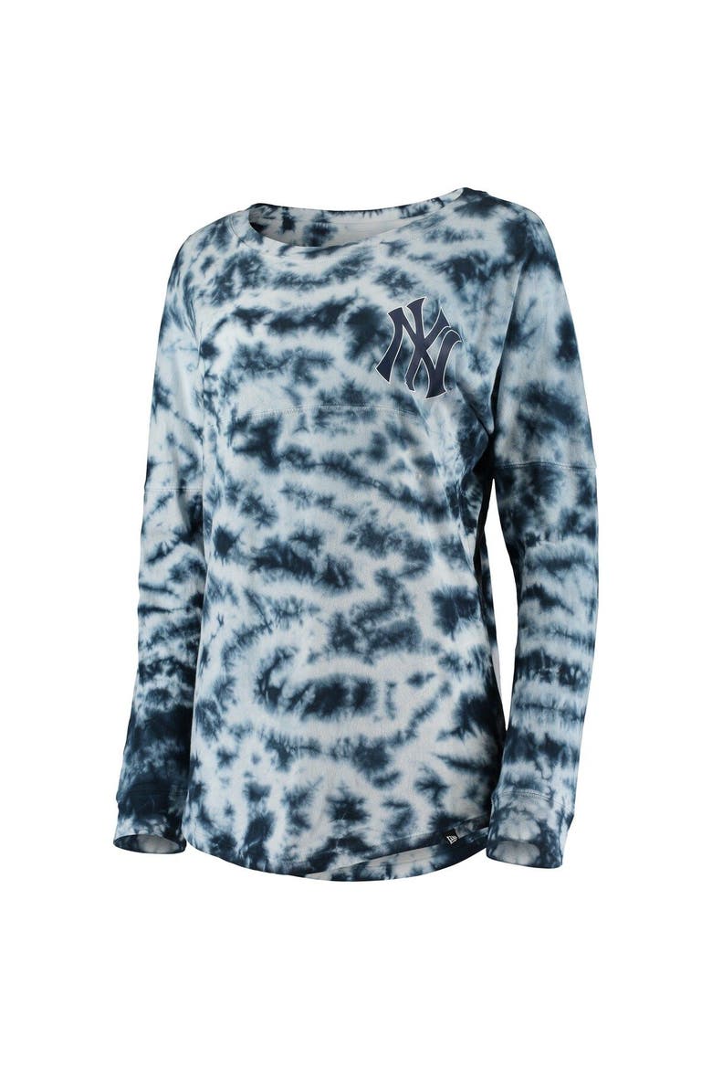 Women's New Era Navy New York Yankees Tie-Dye Long Sleeve T-Shirt, Alternate, color, Navy