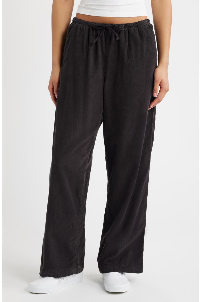 Keepsakes Corduroy Wide Leg Drawstring Pants, Main, color, WASHED BLACK