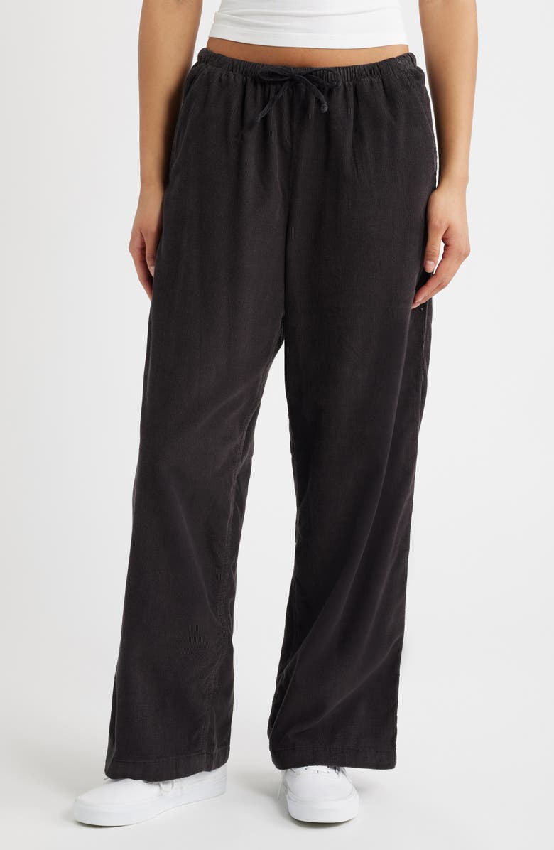 Rip Curl Keepsakes Corduroy Wide Leg Drawstring Pants, Main, color, Washed Black