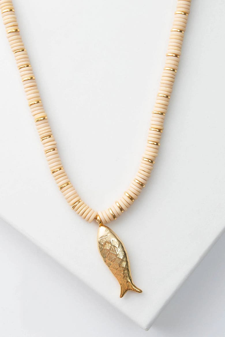 Heishi Catch Necklace, Main, color, Gold