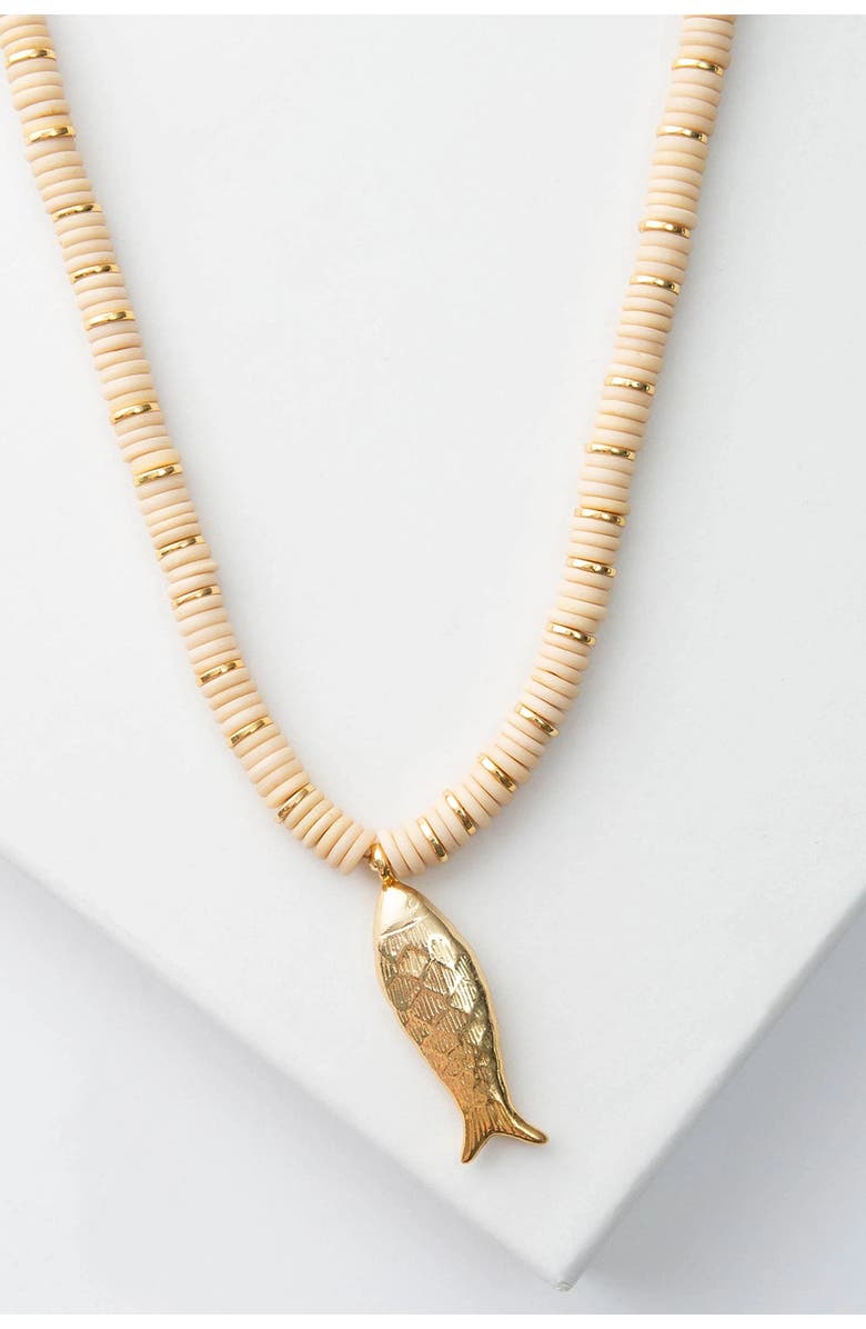 Noonday Heishi Catch Necklace, Main, color, Gold