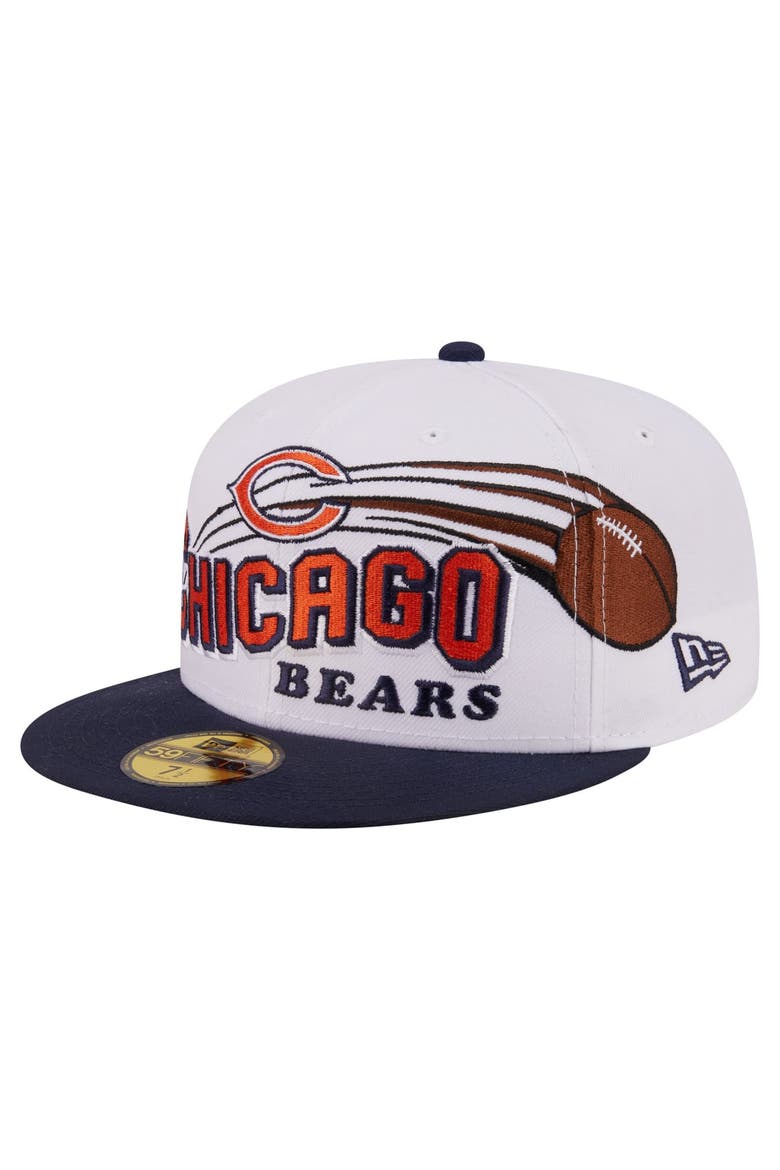 Men's New Era White/Navy Chicago Bears Retro Swoop 59FIFTY Fitted Hat, Alternate, color, White
