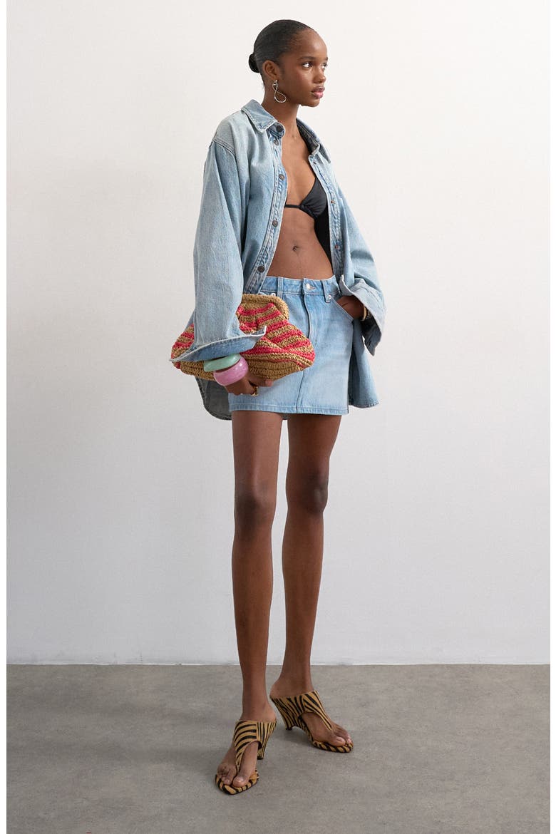Plemet Cotton Denim Miniskirt, Alternate, color, LIGHT BLUE