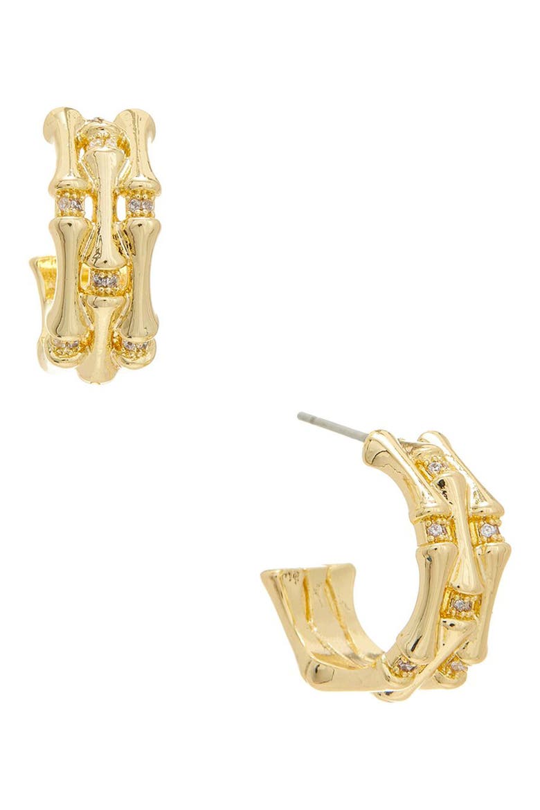 Bamboo Hoop Earrings, Main, color, YELLOW