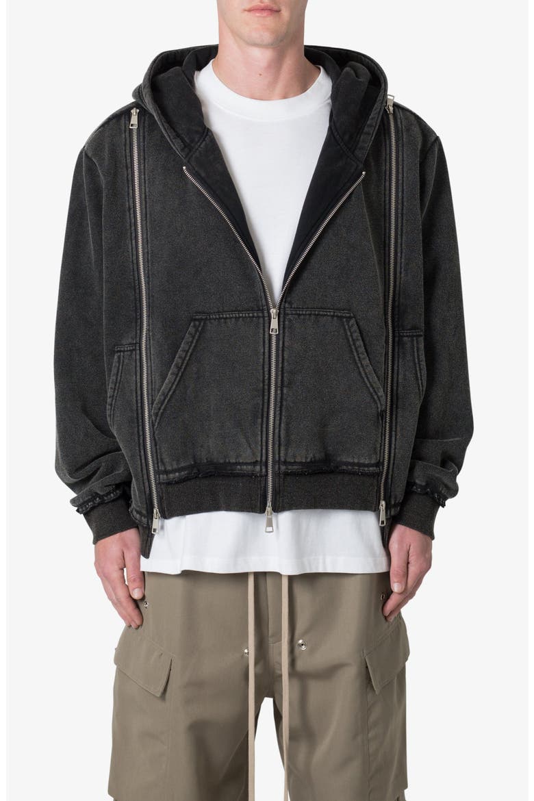 Multi Zip Hoodie, Main, color, WASHED BLACK