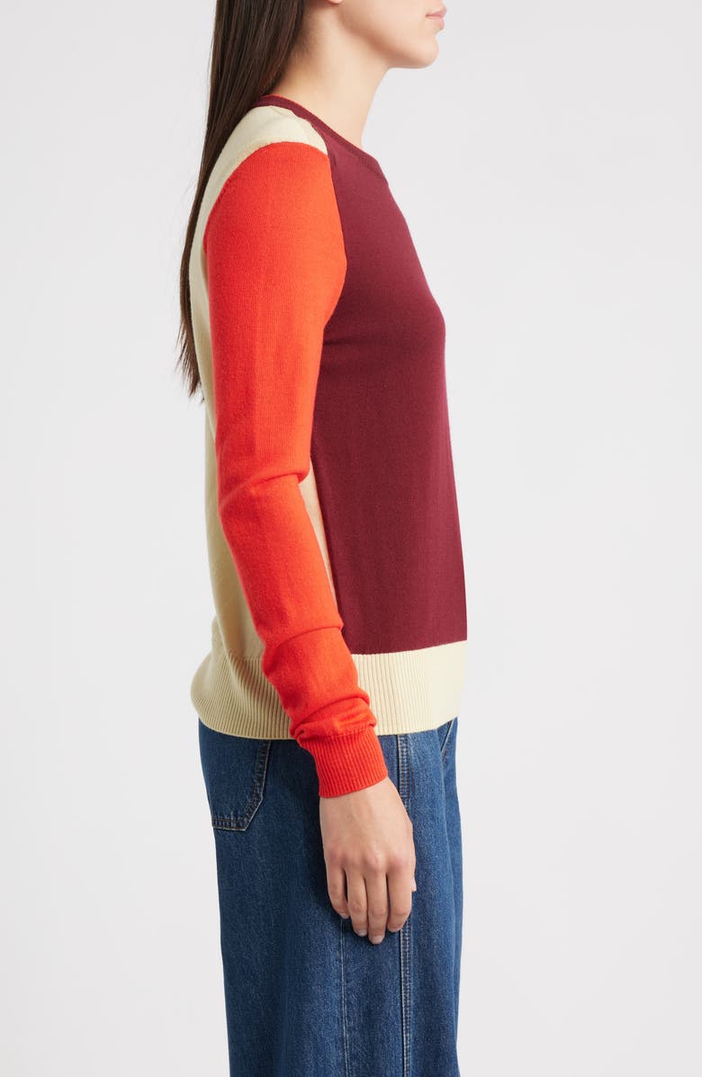 rag & bone Taron Colorblock Wool Sweater, Alternate, color, Burgundy Multi