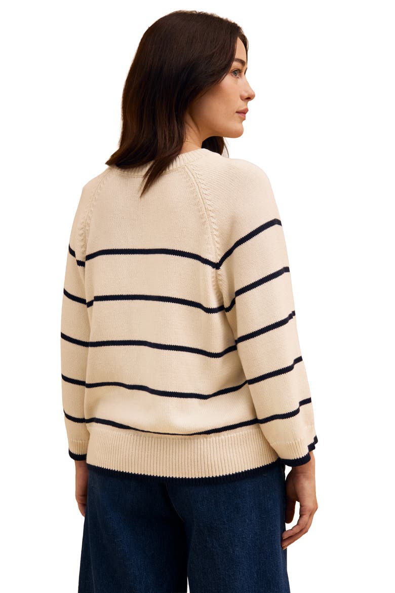 Raglan Crop Sleeve Crew Sweater, Alternate, color, Ecru Stripe