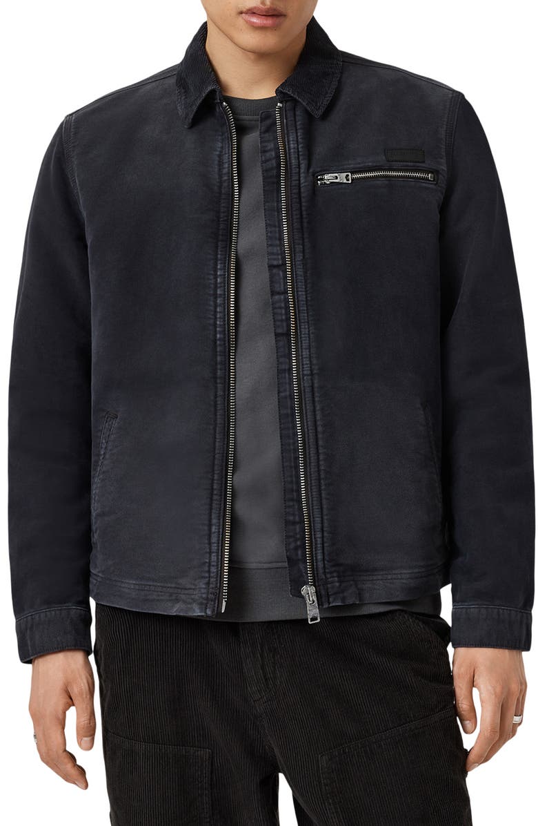AllSaints Rothwell Denim Jacket, Main, color, Onyx Black