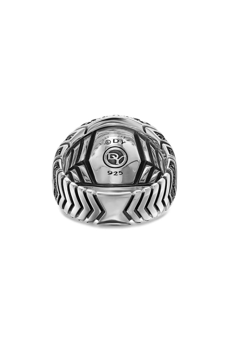 Chevron Signet Ring in Sterling Silver with Black Diamonds, Alternate, color, SILVER PAVE