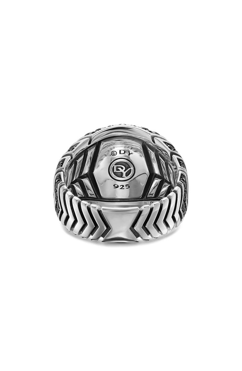 David Yurman Chevron Signet Ring in Sterling Silver with Black Diamonds, Alternate, color, Silver Pave