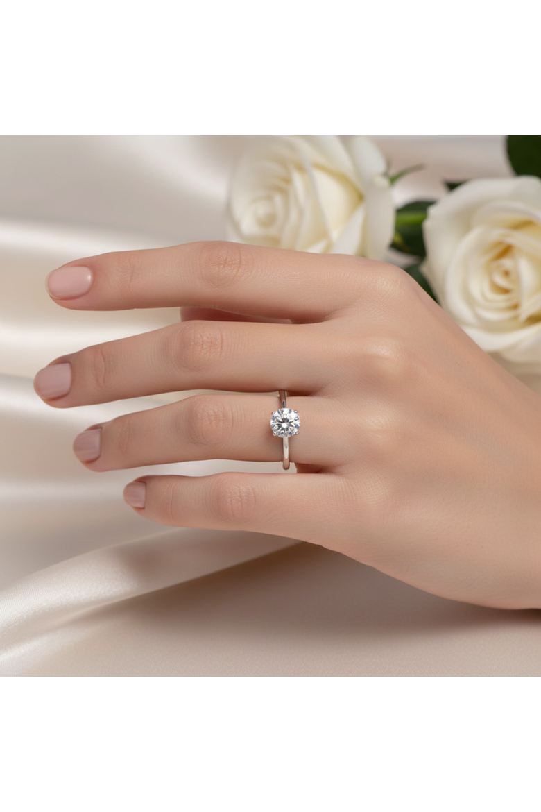 Zoey 14K White Gold Round Cut Lab Grown Diamond Cathedral Engagement Ring - 2.5 Cts, Alternate, color, 14K White Gold