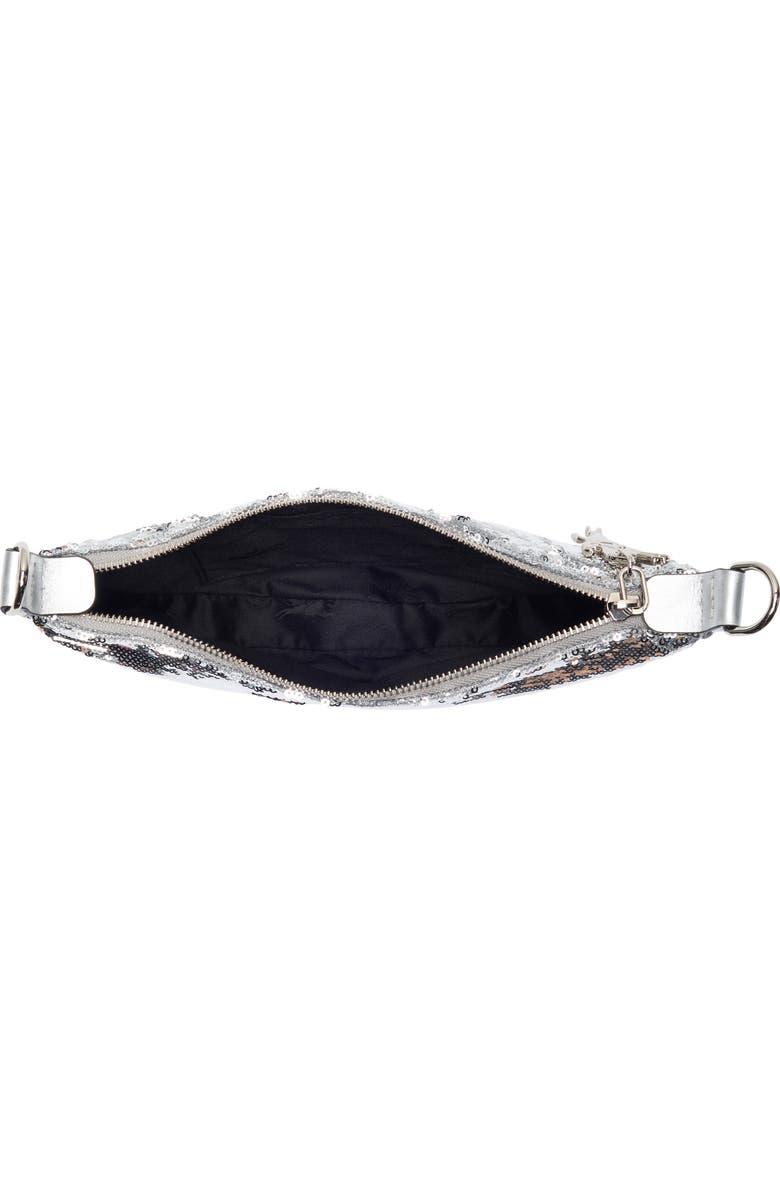 Longchamp Smile Glitter Sequin Half Moon Convertible Crossbody Bag, Alternate, color, Silver
