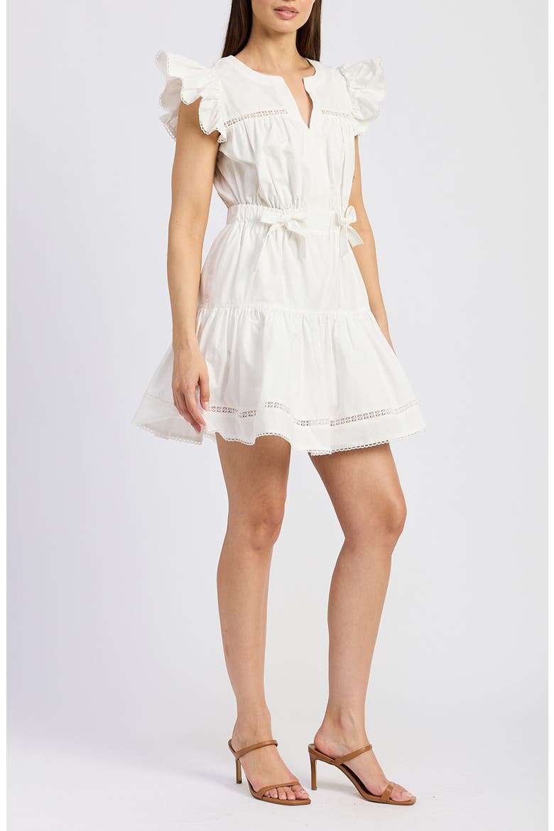 Isabella Bow Detail Cotton Poplin Minidress, Alternate, color, WHITE