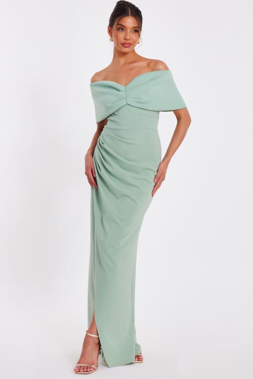 Quiz Scuba Crepe Contrast Wrap Maxi Dress In Green