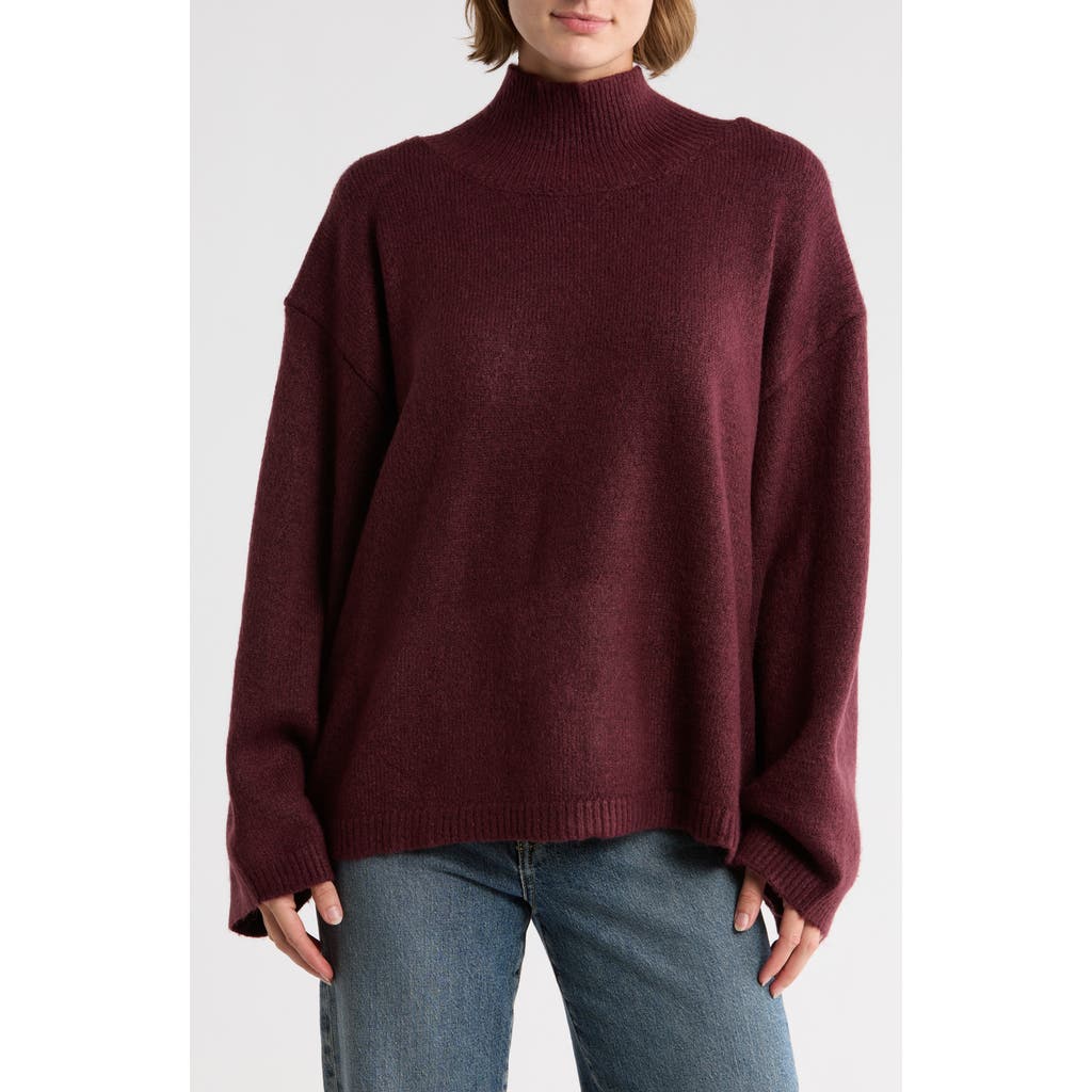 Joseph A Mock Neck Pullover Sweater In Purple