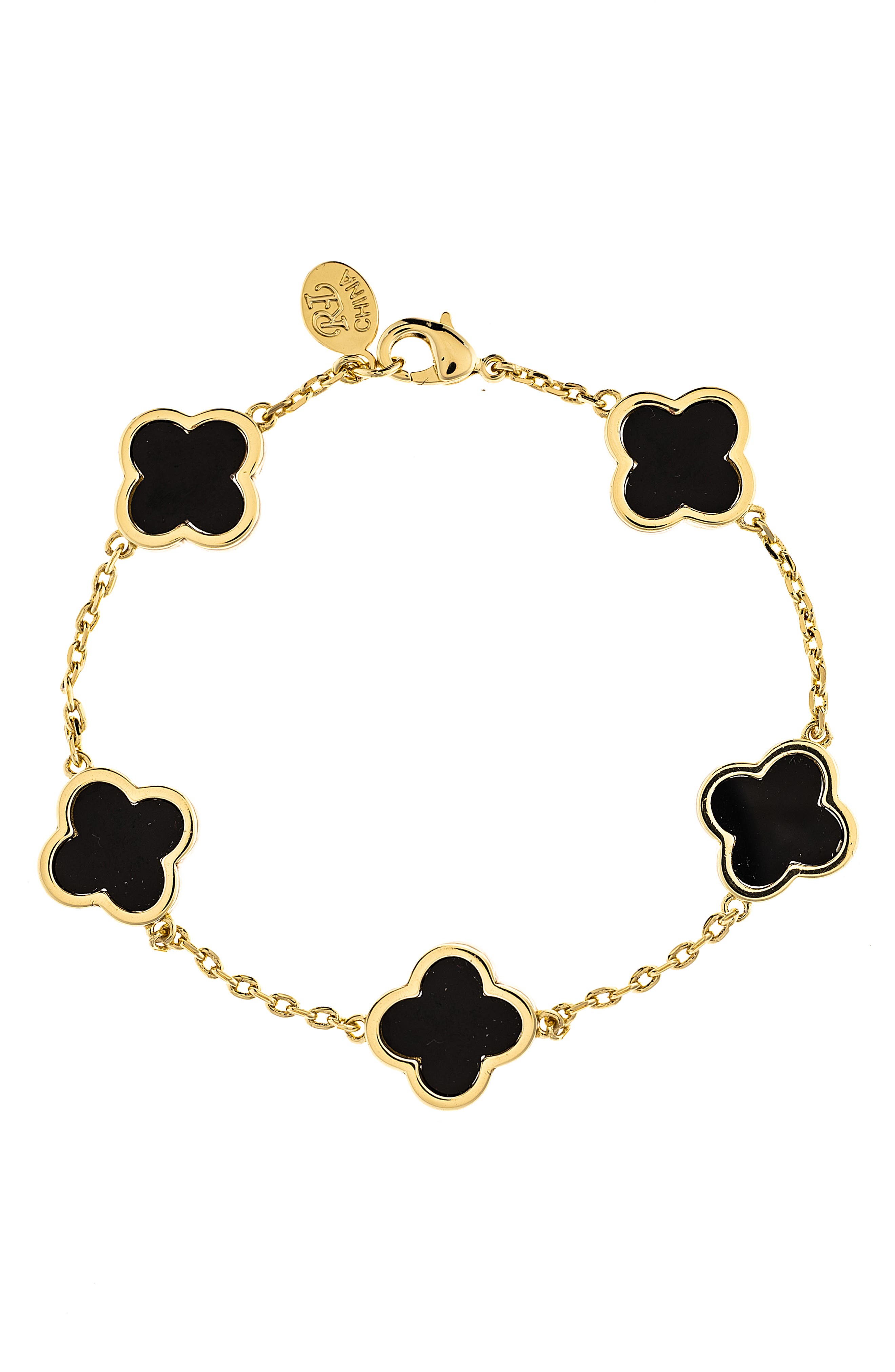 RIVKA FRIEDMAN 18K Gold Plated Clover Station Bracelet