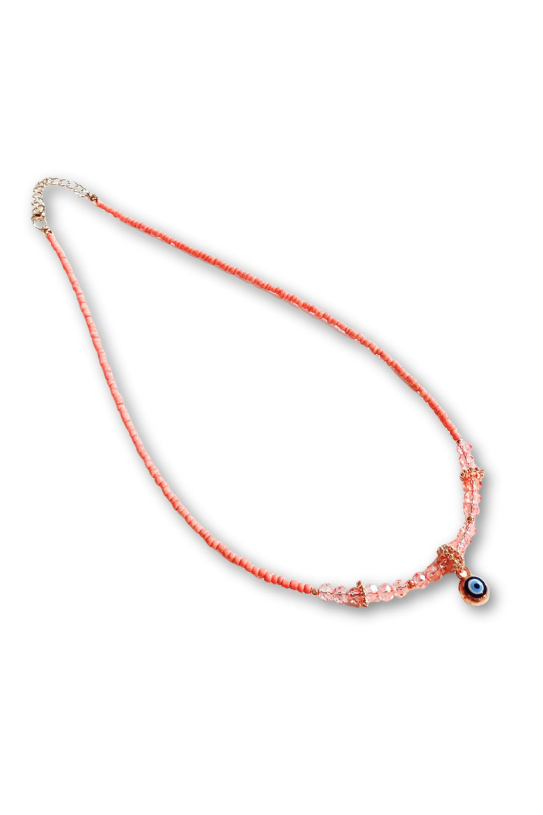 Evil Eye Charm Necklace, Main, color, Coral