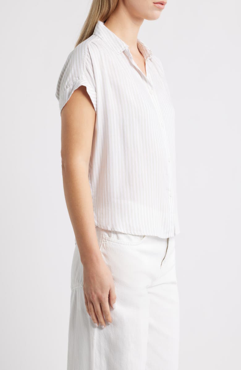 beachlunchlounge Daria Stripe Button-Up Shirt, Alternate, color, Light Cocoa