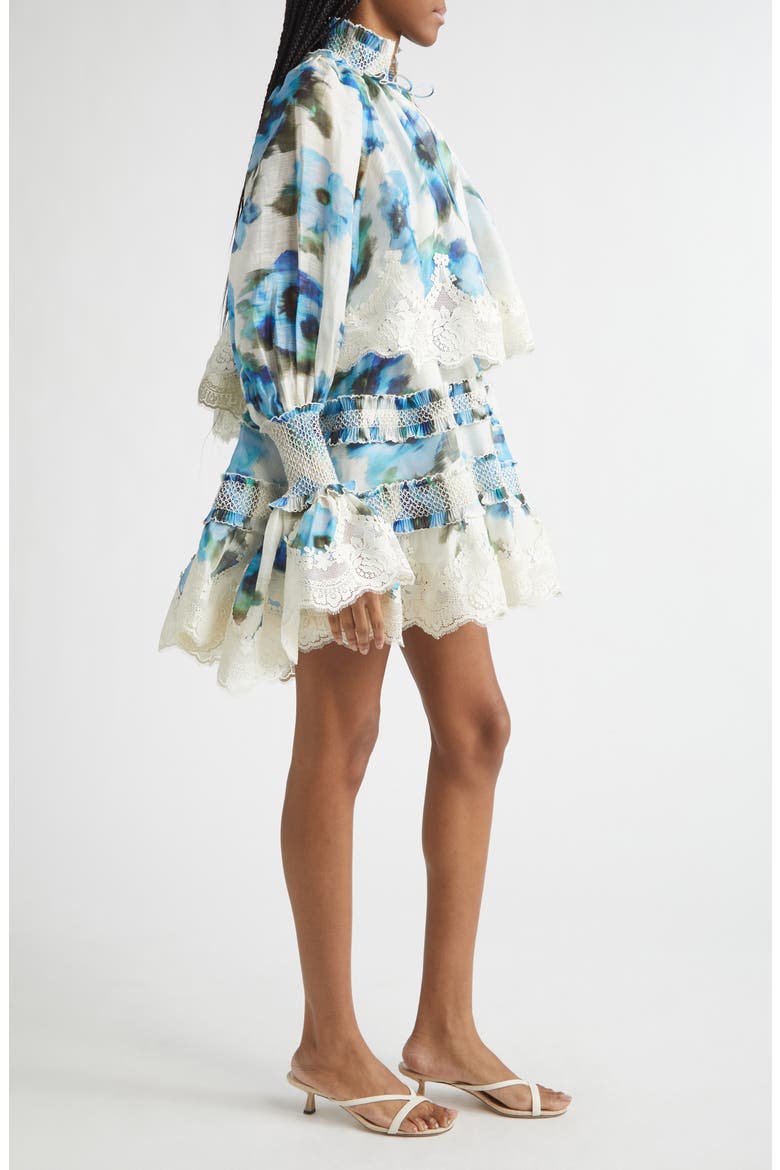 Alchemy Shirred Minidress, Alternate, color, BLUE POPPY