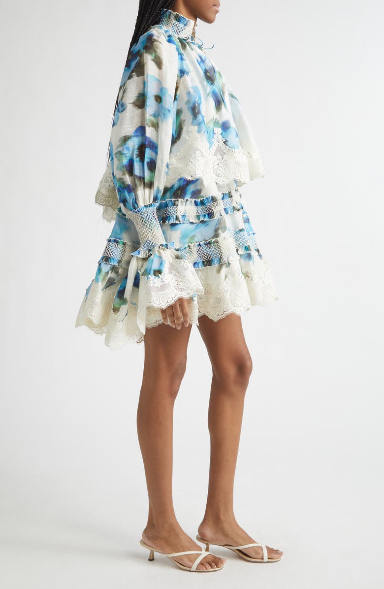 Zimmermann Alchemy Shirred Minidress, Alternate, color, Blue Poppy