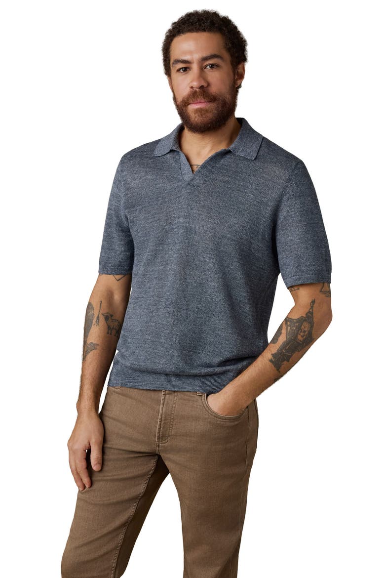 Stripe Linen Sweater Polo, Alternate, color, CARIBBEAN NAVY MELANGE
