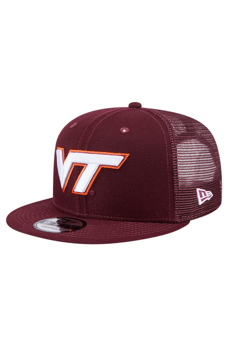 New Era Men's New Era Maroon Virginia Tech Hokies 9FIFTY Trucker Snapback Hat, Main, color, 