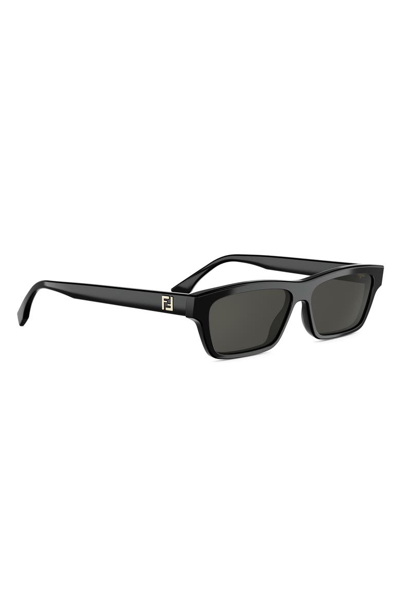 Fendi FF Squared 55mm Cat Eye Sunglasses, Alternate, color, Shiny Black / Smoke