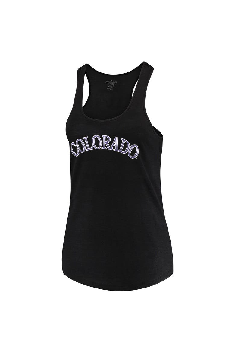 Women's Soft as a Grape Black Colorado Rockies Plus Size Swing for the Fences Racerback Tank Top, Alternate, color, Black