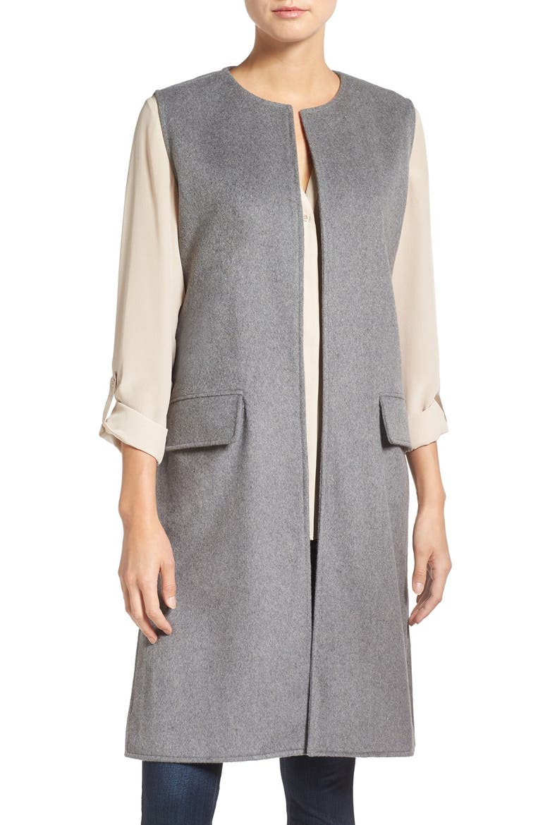 'Shannon' Long Vest, Main, color, MEDIUM GREY