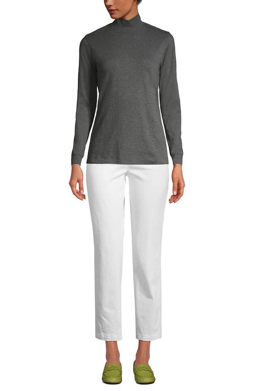 Lands' End Relaxed Cotton Long Sleeve Mock Turtleneck In Gray