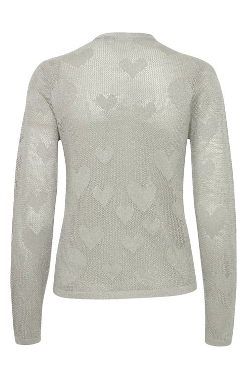 Ichi Heart Detail Cardigan In Silver